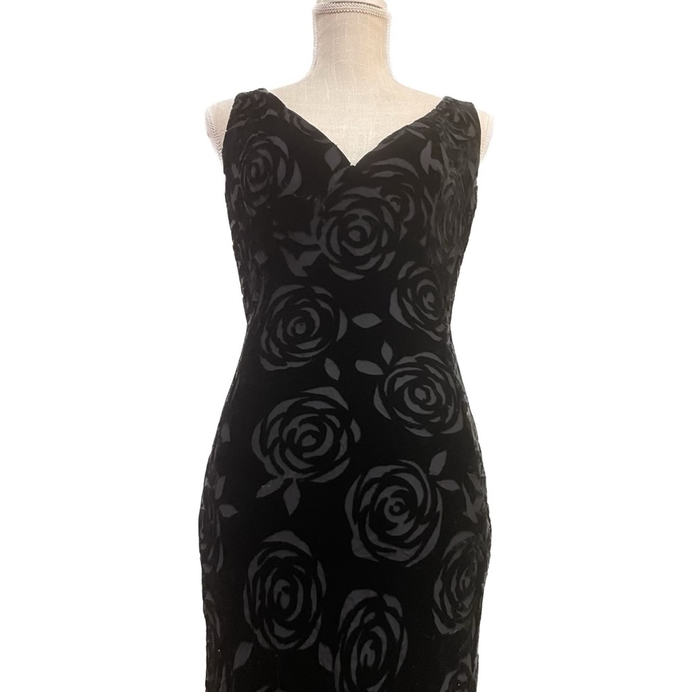 Muse Black Floral Burnout Cocktail Dress with Fringe hem